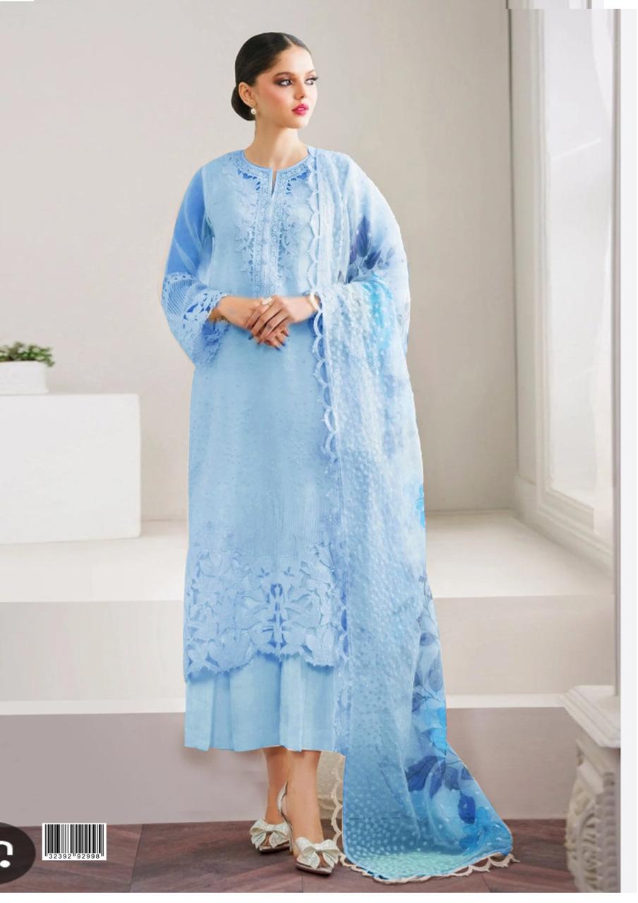 Fancy 3 Piece | Indian Chiffon Unstitched Suit | Luxury Collection