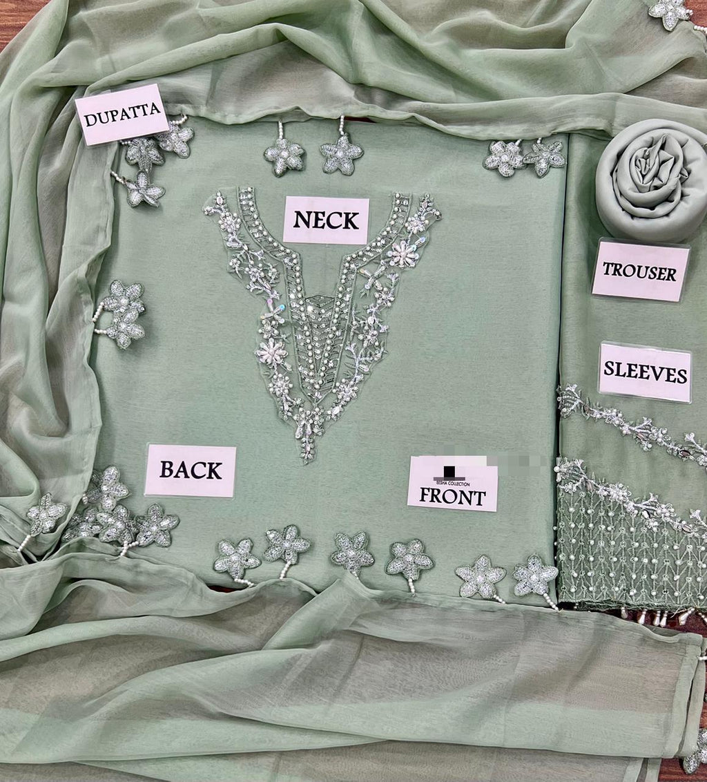 Indian Chiffon | Unstitched 3 piece | Luxury Collection