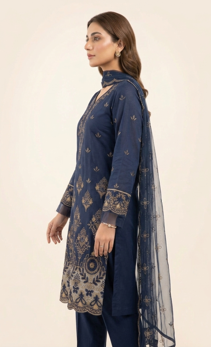 FANCY 3 PIECE | INDIAN CHIFFON FABRIC | UNSTITCHED SUIT
